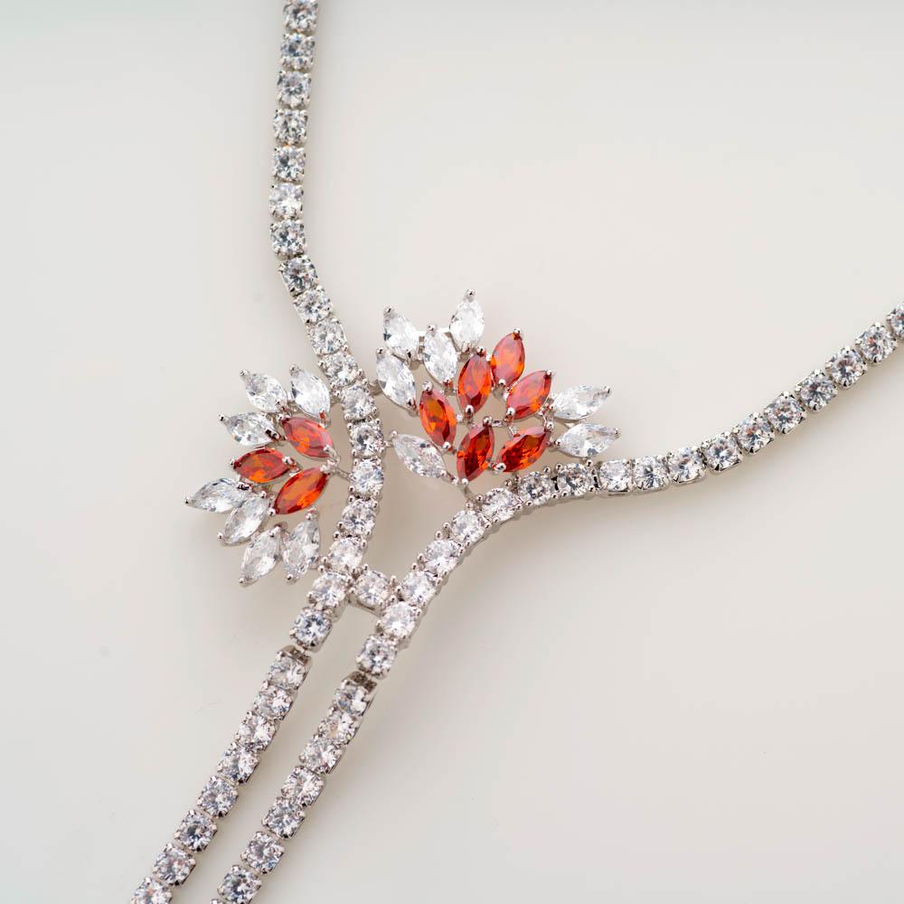 Floral Burst Crystal Necklace Set - Blingvine