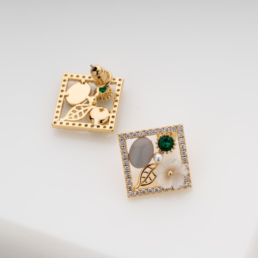 Floral Window Stud Earrings - Blingvine Jewellery