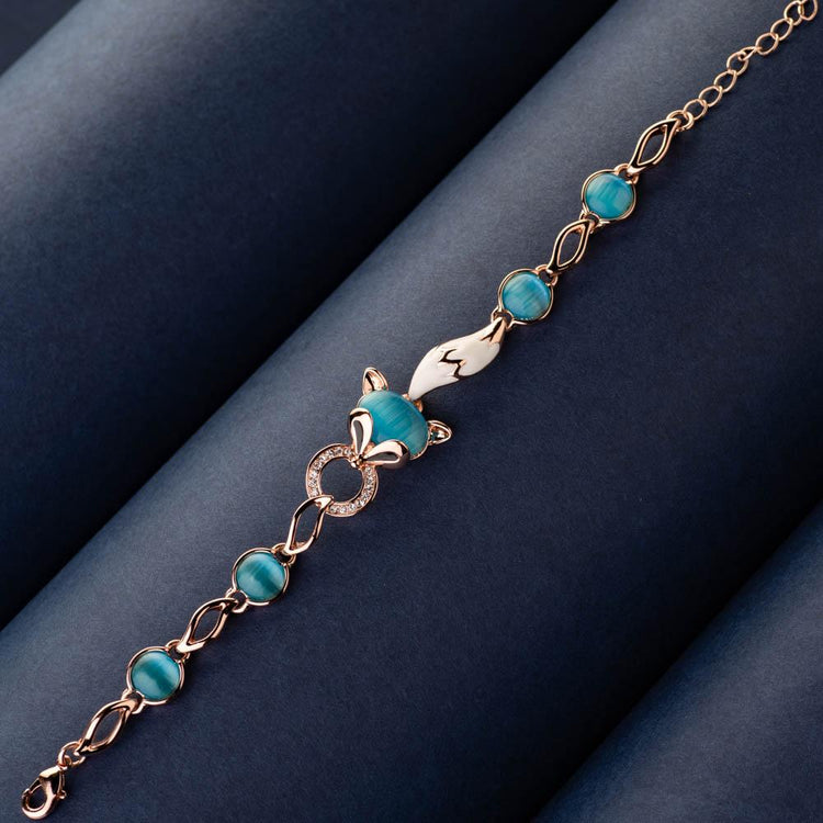 14k 925 Silver Dark Blue Stone Chain Women's Bracelet 7" | eBay