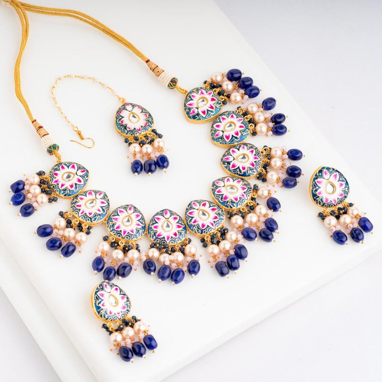K2 Blue Azurite Gemstone Handmade Wedding Jewelry Necklace 18