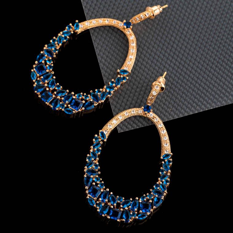 Glamista Blue Crystal Long Earrings