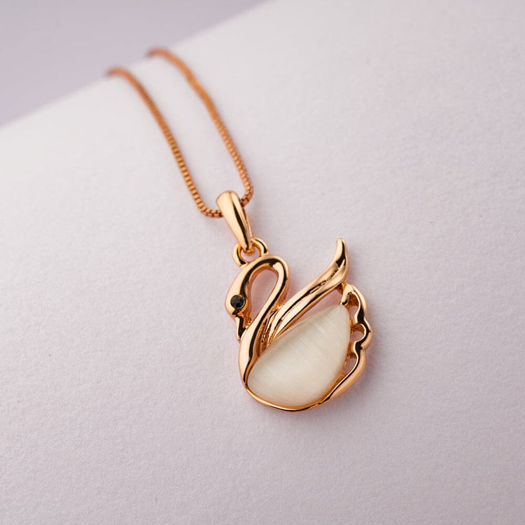 Rose Gold Swan pendant with chain – StylishBaby