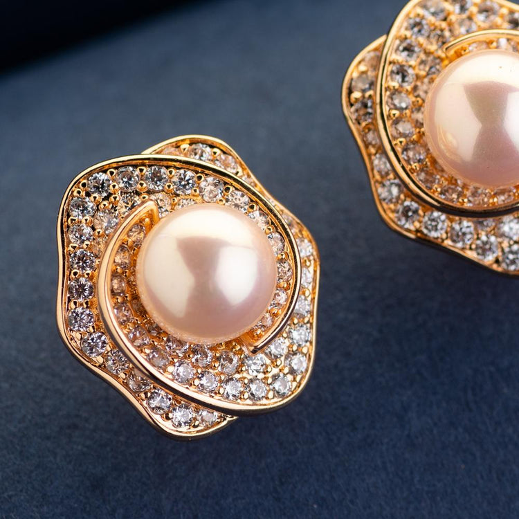 Grace Pearl Earrings Studs - Blingvine Jewelry