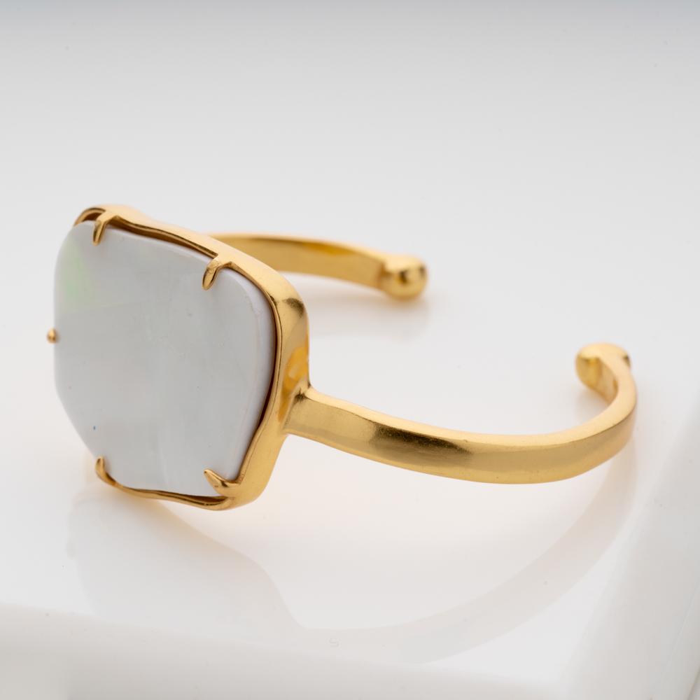 Greek Goddess Mother of Pearl Cuff Bangle Bracelet - Blingvine