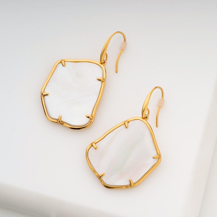 Kabana 14k Gold White Mother of Pearl Diamond Earrings - Inlay Jewelry,  Kabana Jewelry, Southwest Earrings