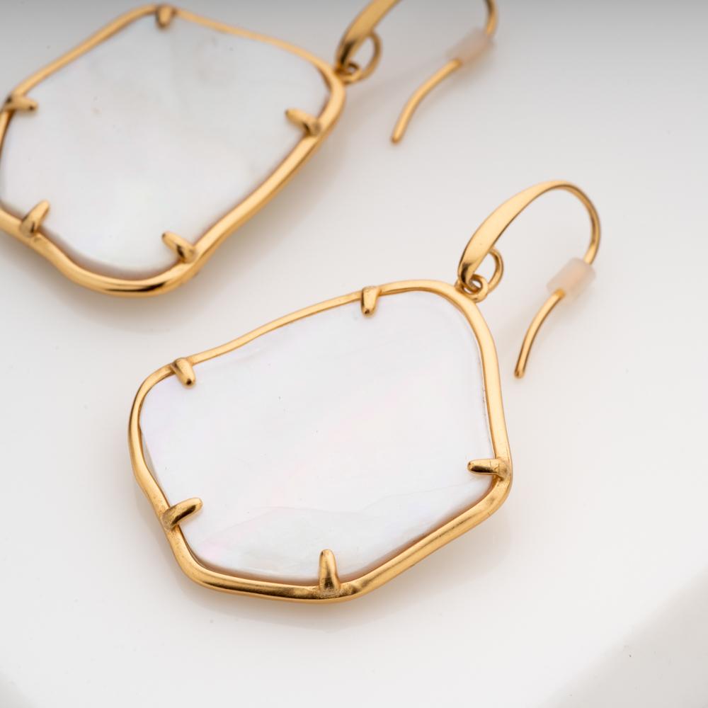 Greek Goddess Mother of Pearl Earrings - Blingvine Jewellery