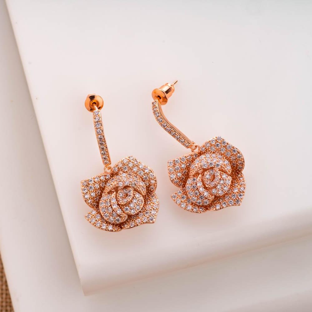 Dazzling Earrings In Diamond  14K Rose Gold By Lagu Bandhu  Lagu Bandhu