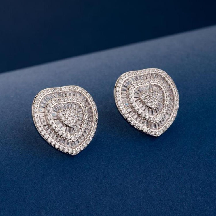 Gift semi open heart shape diamond stud earrings  Radiant Bay