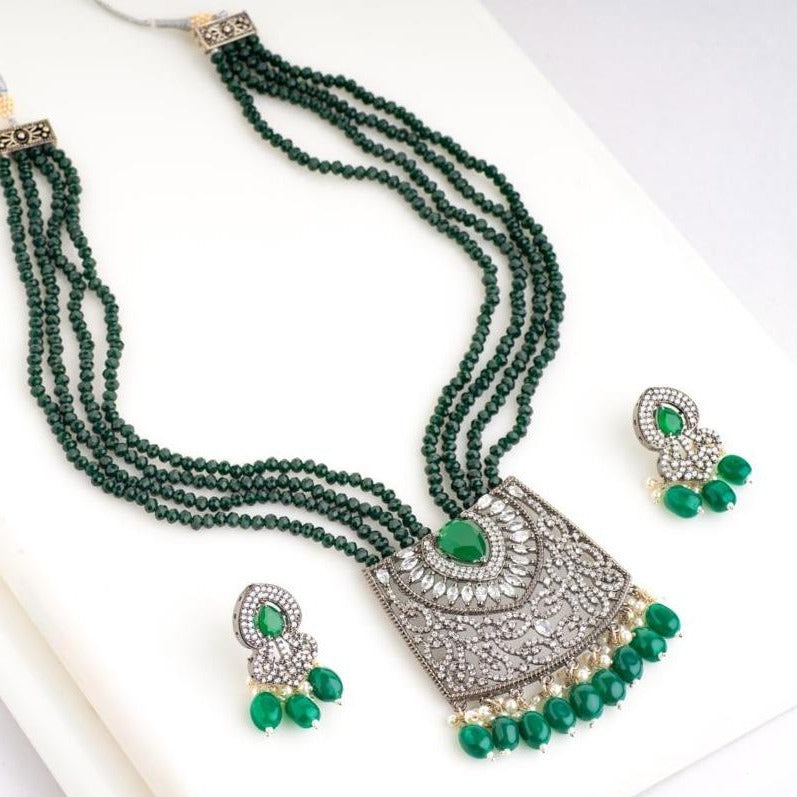 Hiral Emerald Green Necklace Set