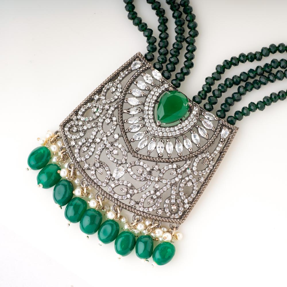 Hiral Emerald Green Necklace Set