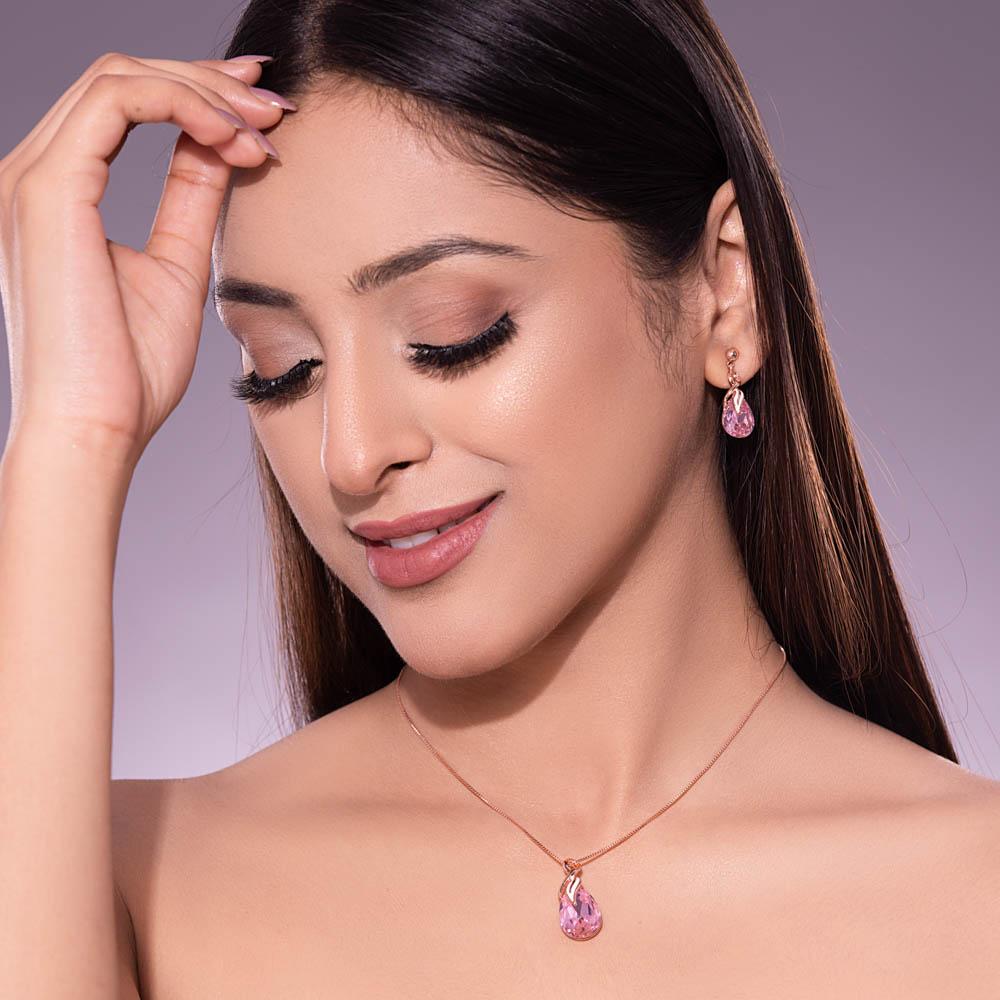 Immara Pink Crystal Pendant Set