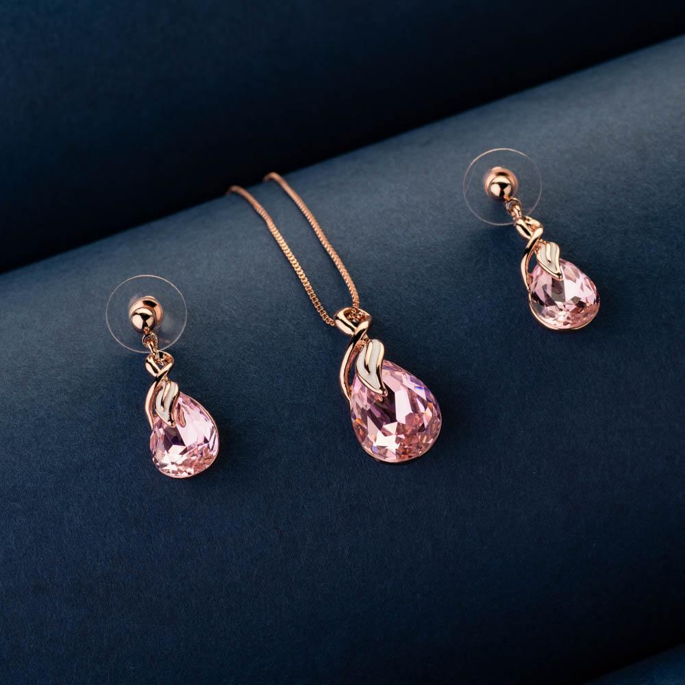 Immara Pink Crystal Pendant Set