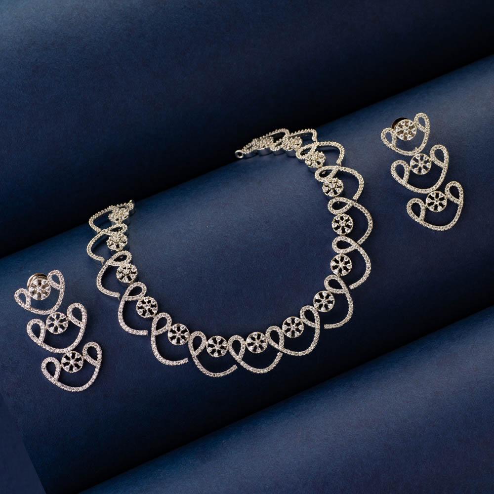 4pcs Luxury Necklace Ring Bracelet Earring Rhodium Platinum Plating Jewelry  Set With 3A For Party Wedding Bridal Halloween | SHEIN USA