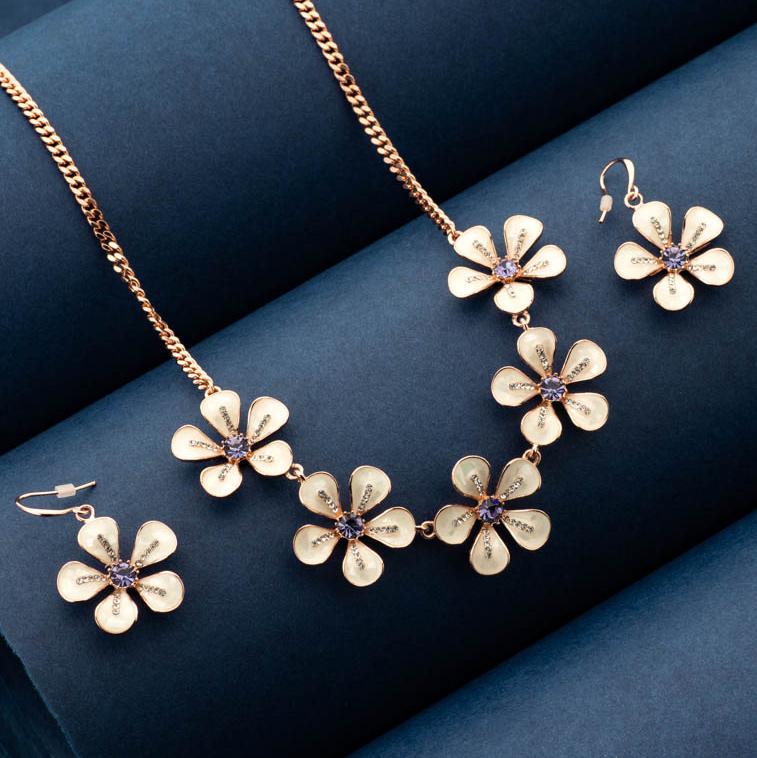 Jasmine Blooms Floral Necklace Set - Blingvine Jewelry