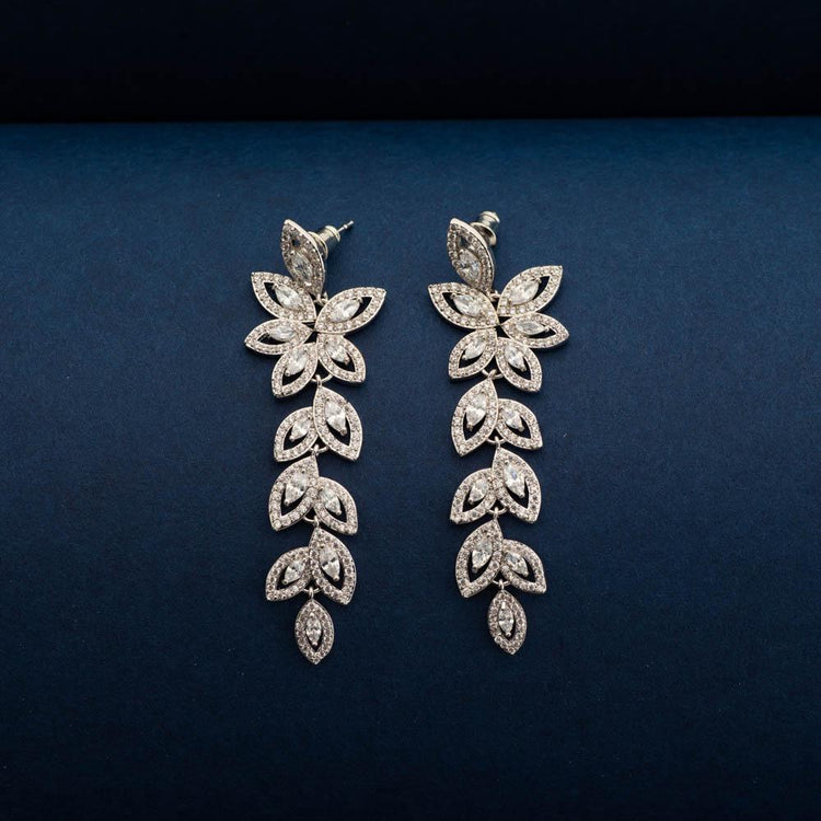 American Diamond Long Earrings for Gowns and Dresses Jeenal