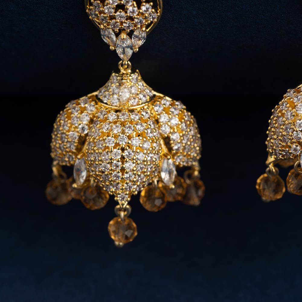 Jodha Crystal Jhumka Earrings - Blingvine Jewellery