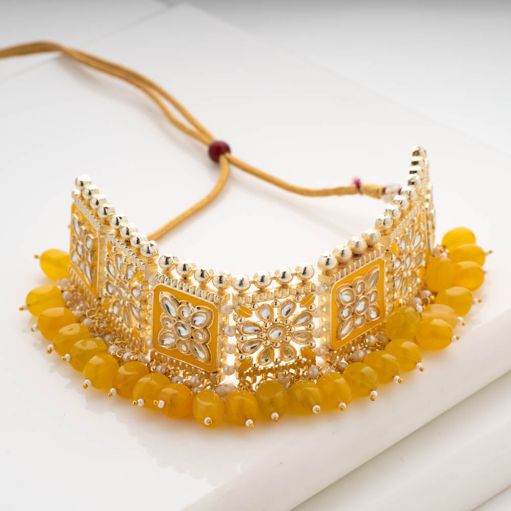 Kesar Meenakari Choker Set