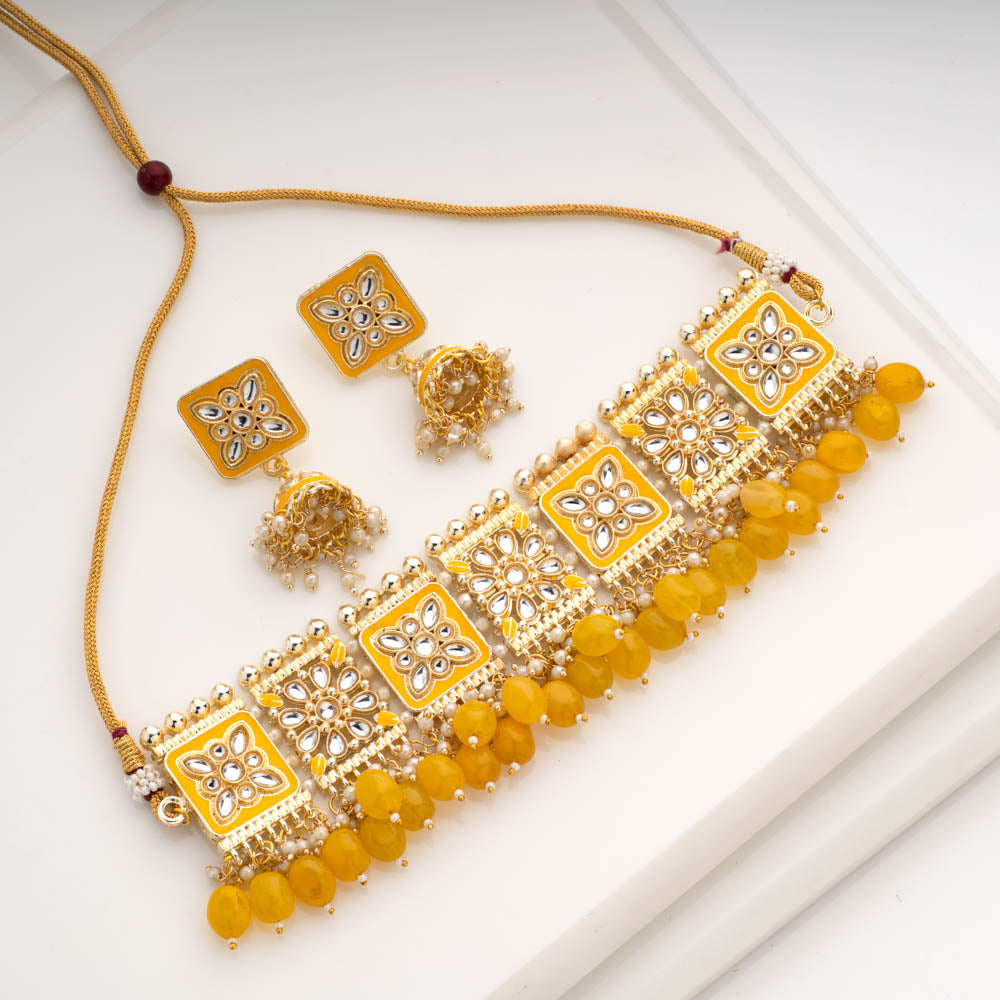 Kesar Meenakari Choker Set