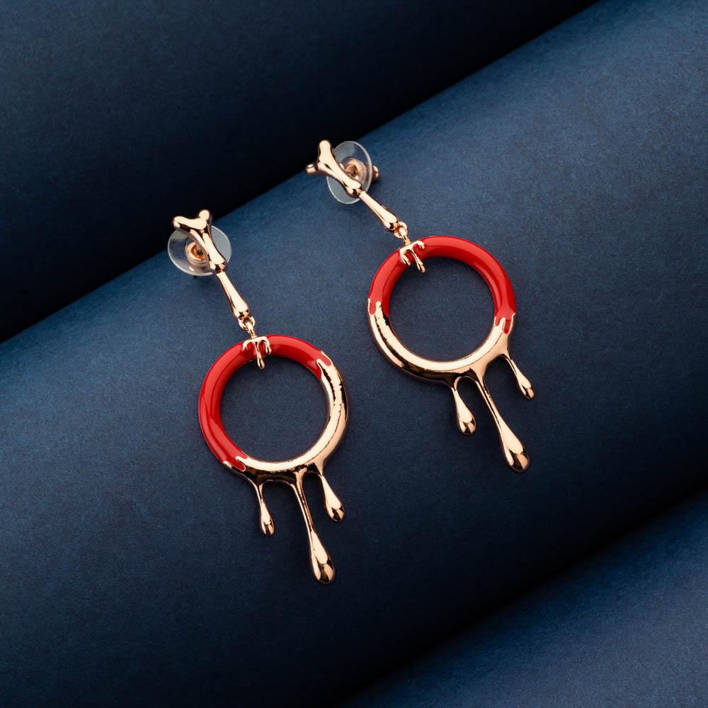 Lava Red Long Earrings - Blingvine Jewelry