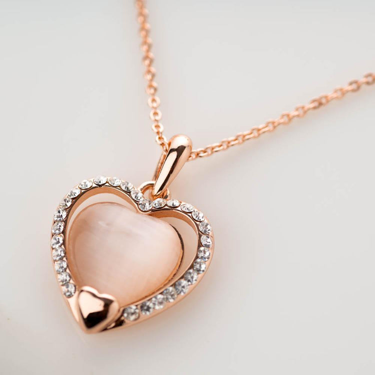 Rubans 925 Silver Glitters To The Heart Pendant Necklace - Gold Plated