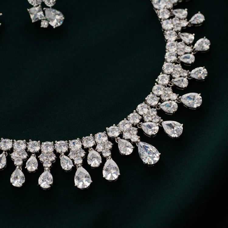 American Diamond Necklace Set for Weddings Maharani American