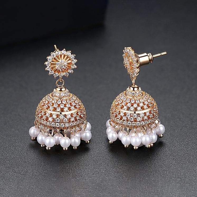 Malhar Pearl Jhumka Earrings - Blingvine