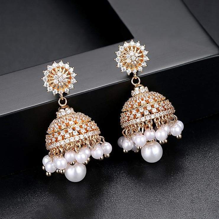 Malhar Pearl Jhumka Earrings - Blingvine