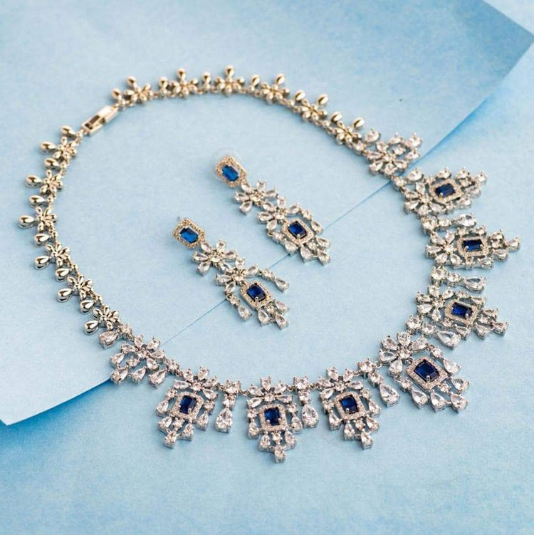 Mallika Luxury Crystal Necklace Set - Blingvine