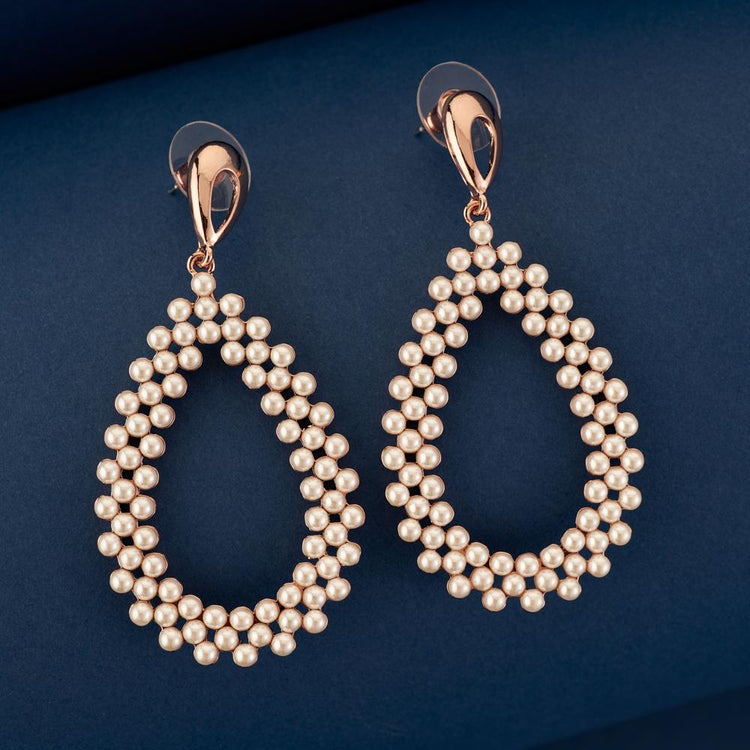 Delicate Stone Studded Pearl Hanging Earring