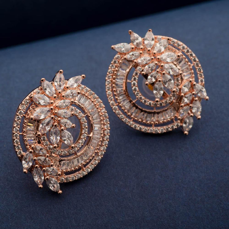 Churlish Green|rose Gold Color Cubic Zirconia Stud Earrings - Nickel-free  Fashion Jewelry