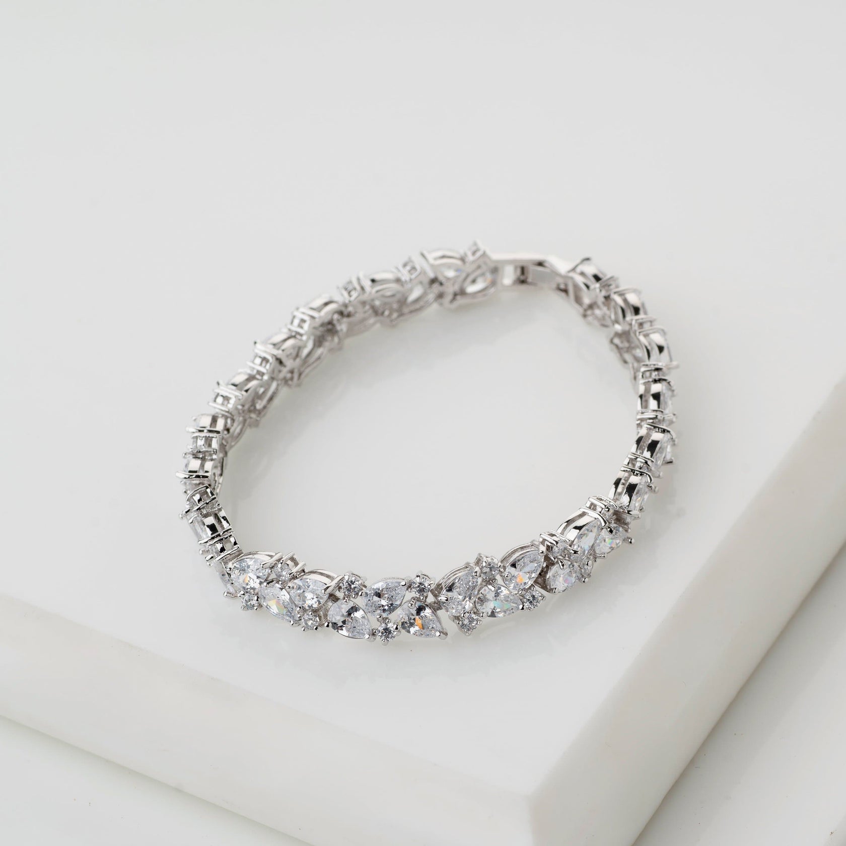 Bracelet for Women - American Diamond with White Gold Polish ...