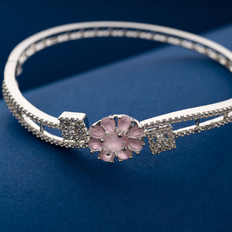Pink American Diamond Bracelet  Pink Bangle for Women  Bombshell Luxury  Bracelet by Blingvine