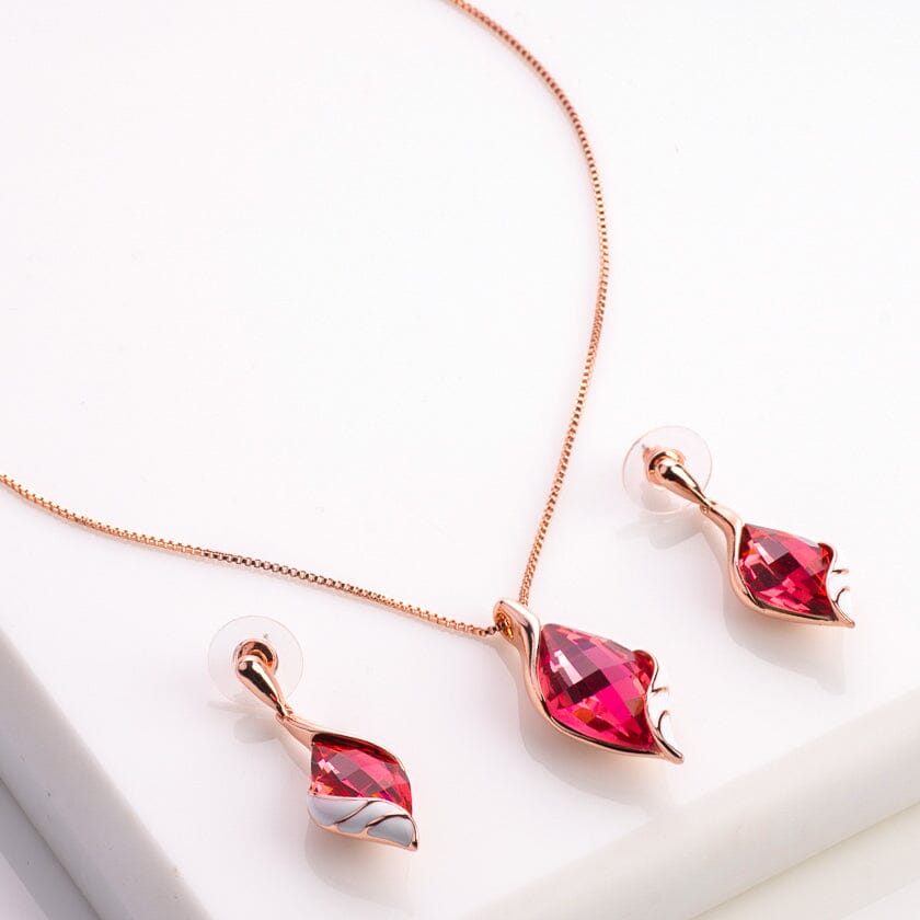 Latest Party Wear Jewelry: Rose Gold-Plated Leaf Pattern Necklace Set with  American Diamonds | Sasitrends | Sasitrends