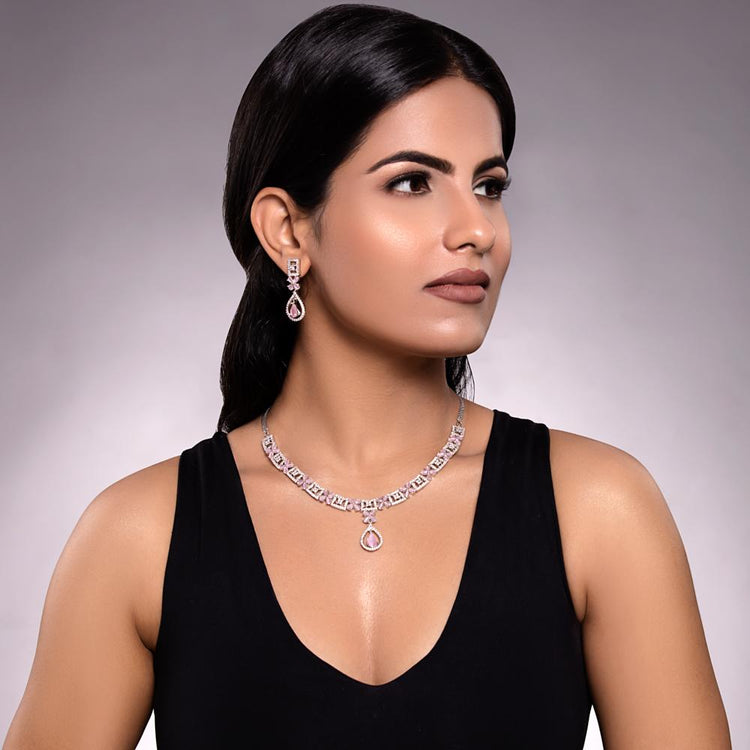 Nazrana Crystal Necklace Set - Blingvine Jewellery