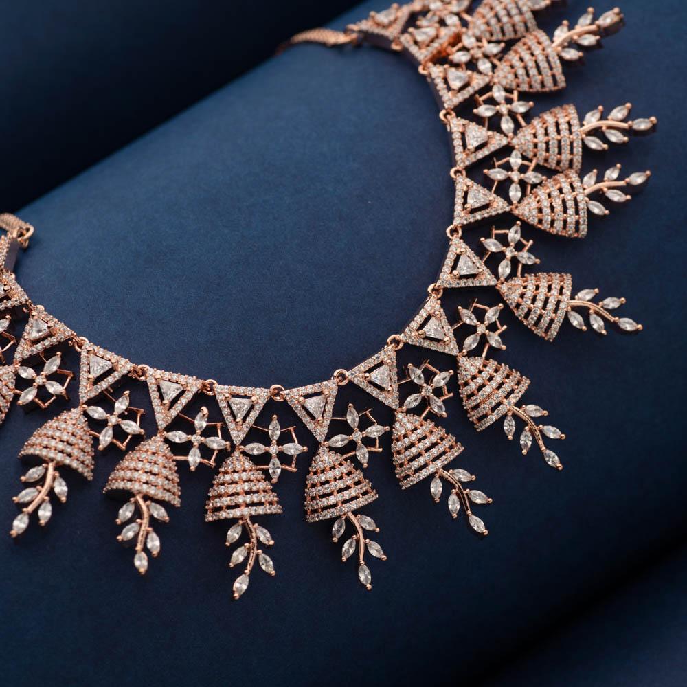 Parampara Rose Gold Necklace Set - Blingvine