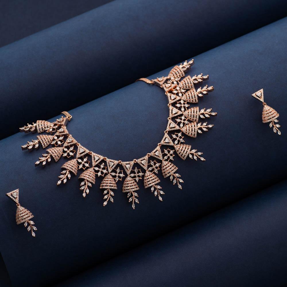Parampara Rose Gold Necklace Set - Blingvine