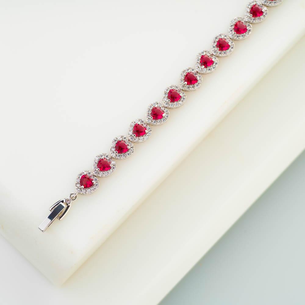 Minimalist Red Ruby Crystal Heart Charm Bracelet | Gold heart bracelet,  Heart charm bracelet, Sterling silver bracelets