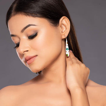 Phulkari Slim Enamel Long Earrings - Blingvine Jewelry
