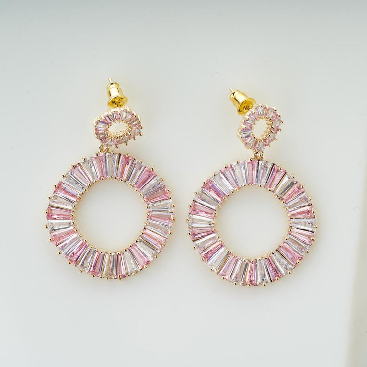 Long Water Drop Inlaid Zircon Pink Earrings Elegant Woman Long Earrings  Dangling Exquisite Gift Earings For Girls Free Shipping - AliExpress