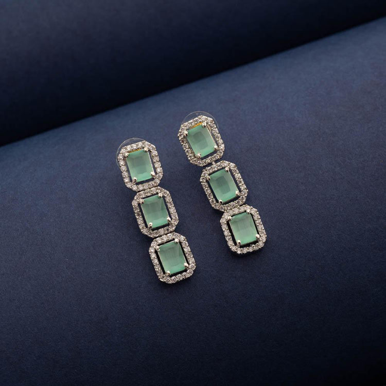 Prisha Sea Green Stone Necklace set - Blingvine Jewellery