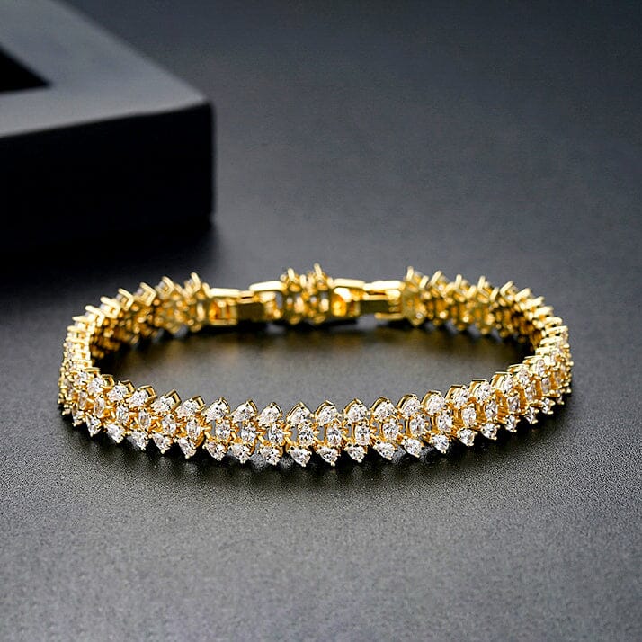 White Fancy Cubic Zirconia Copper 18K Gold Bracelet for Women  ZIVOM