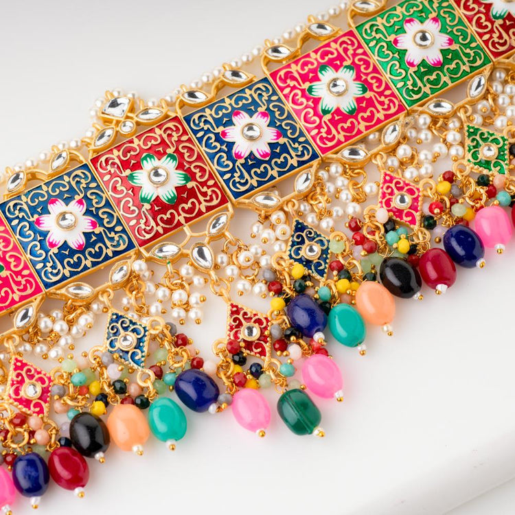 Multicolor Meenakari Necklace Set - Wedding Necklace Set - Riwayat