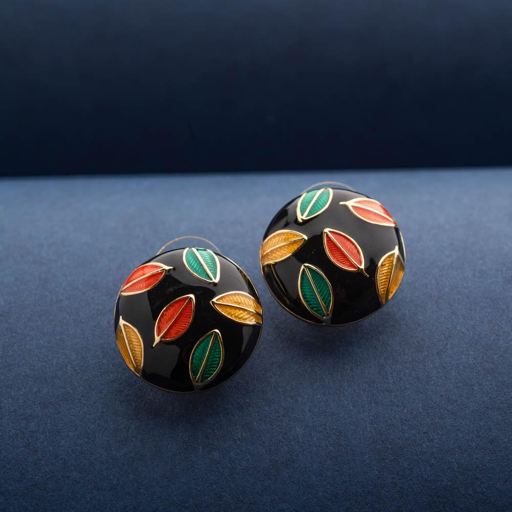 Romeo Black Enamel Stud Earrings - Blingvine