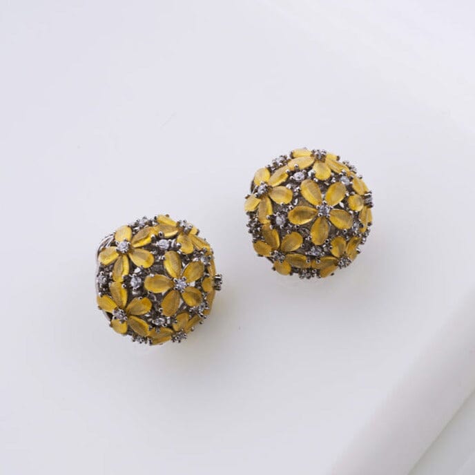 Rosa Yellow Floral Studs