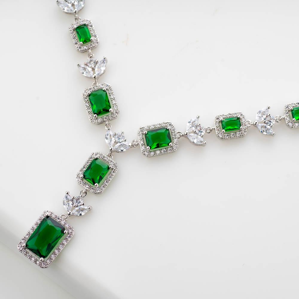 Royal Filigree Green Crystal Necklace Set - Blingvine