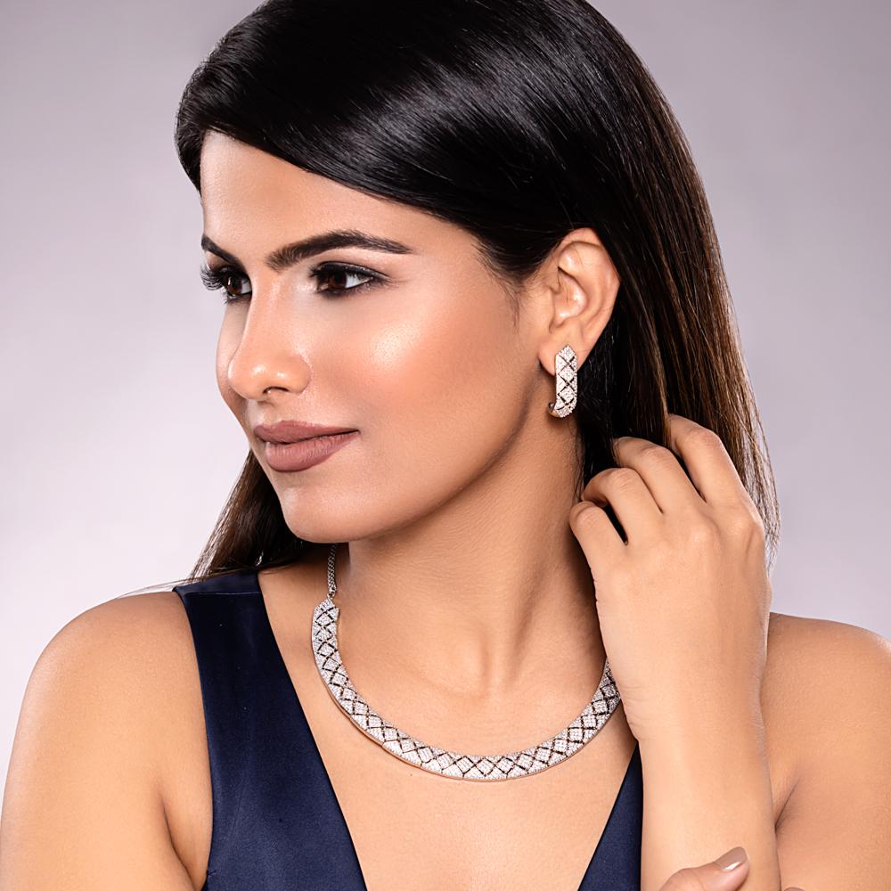 Rumi Crystal Choker Necklace Set - Blingvine Jewelry