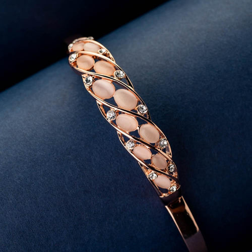 Rose Gold Bracelet - Broad Bracelet in Rose Gold Polish and White ...