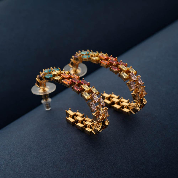 Satrangi Crystal Half Loop Earrings - Blingvine Jewellery