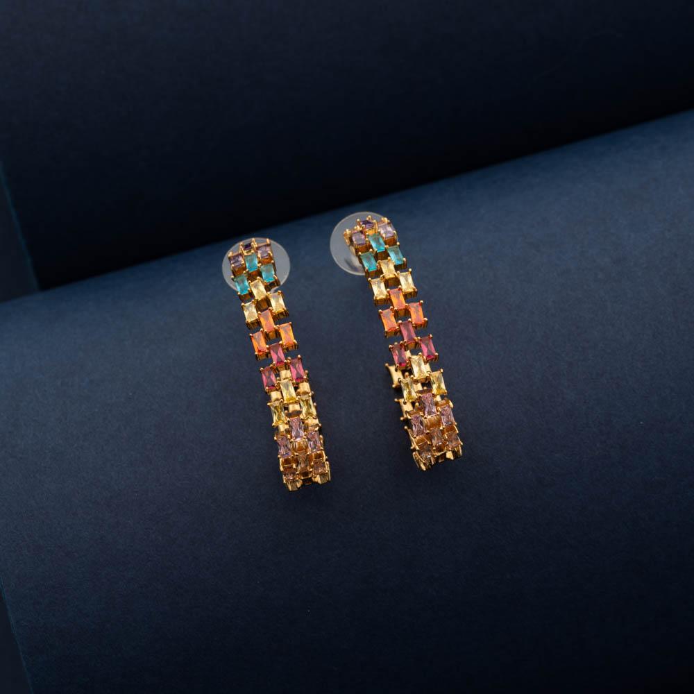 Satrangi Crystal Half Loop Earrings - Blingvine Jewellery