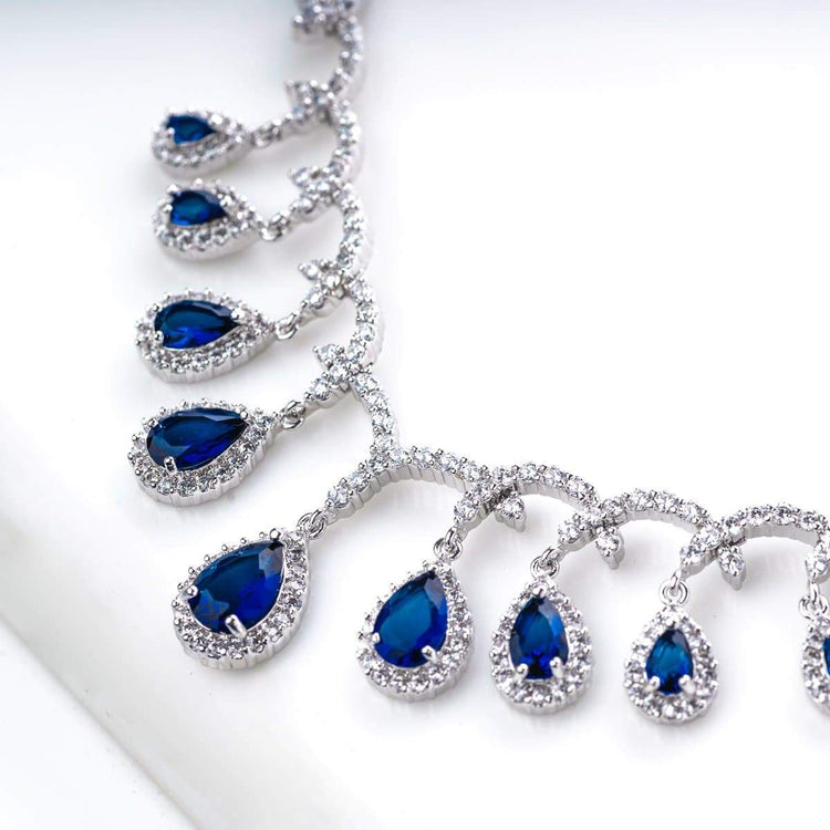 Senorita Blue Crystal Necklace Set - BlingVine Jewelry